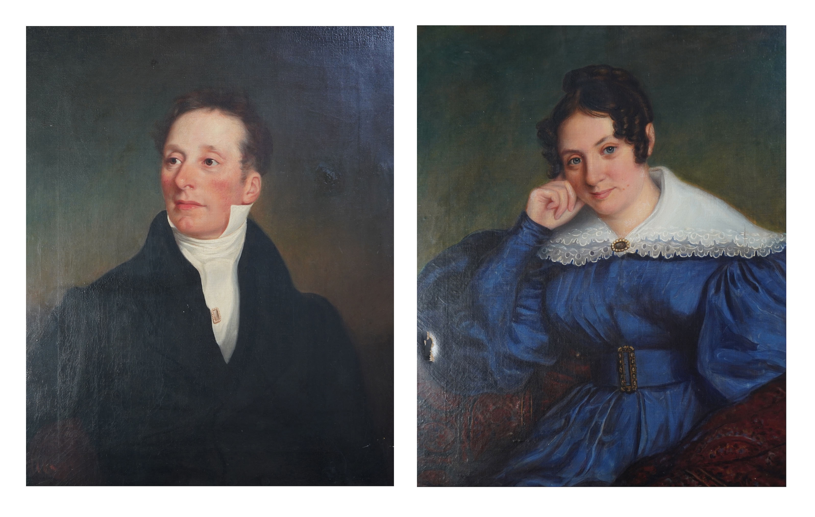 William Scott, 19th century, A pair of Bickersteth family portraits, probably a husband and wife